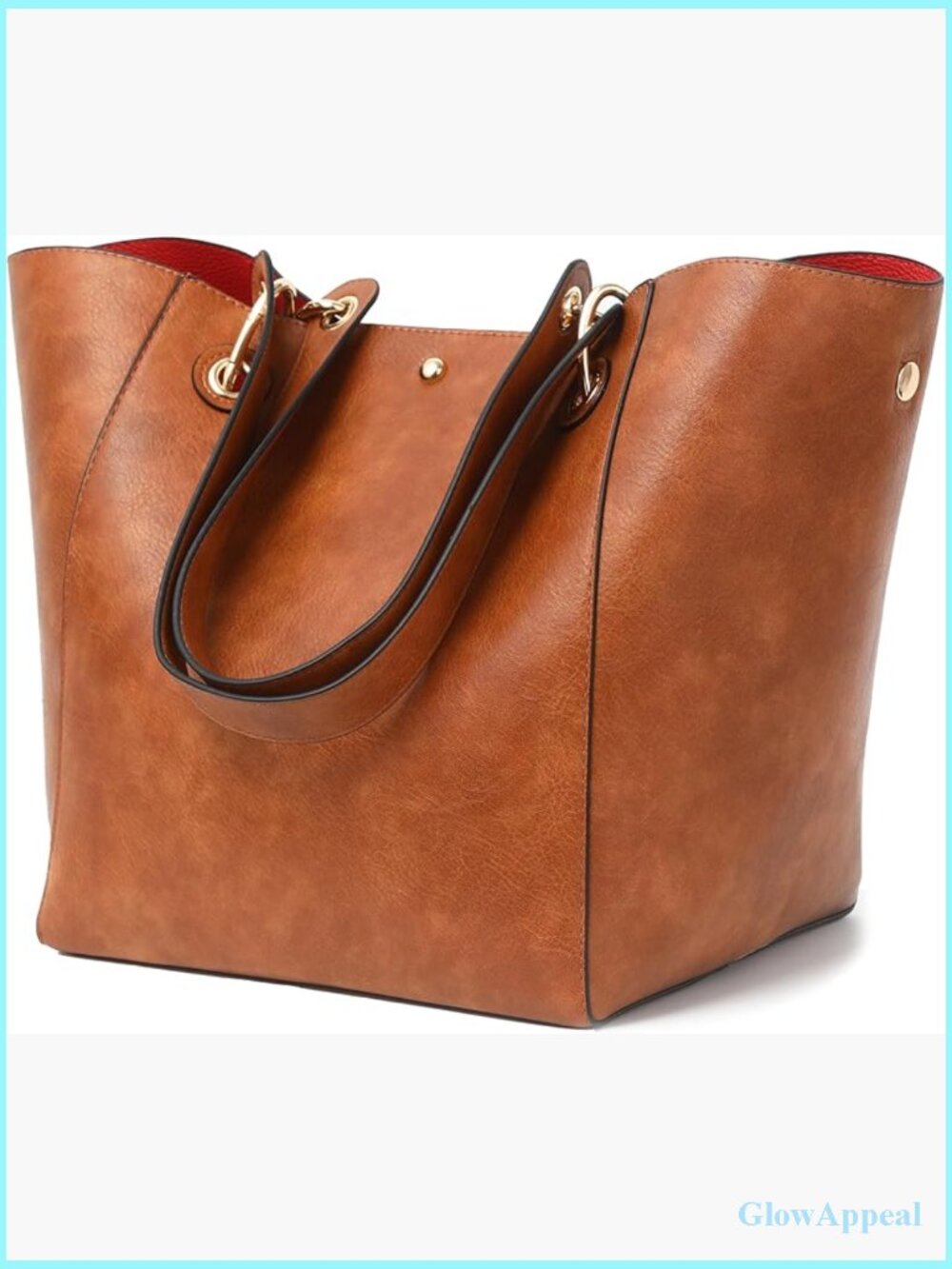 Large Work Tote Bag With Crossbody Strap, Vegan Leather, Waterproof